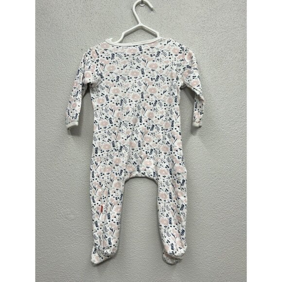 Magnetic Me Magnetic Footie Pajama Sleeper Size 6-9 Months Floral Organic Cotton - Picture 2 of 4